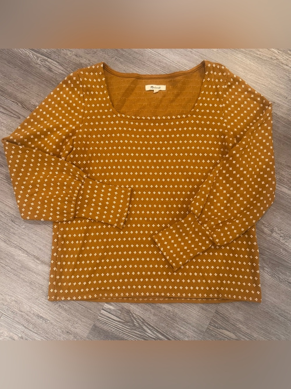 Madewell Floral Jacquard Square Neck Top Golden Ochre Women’s Small NWOT - Picture 3 of 9